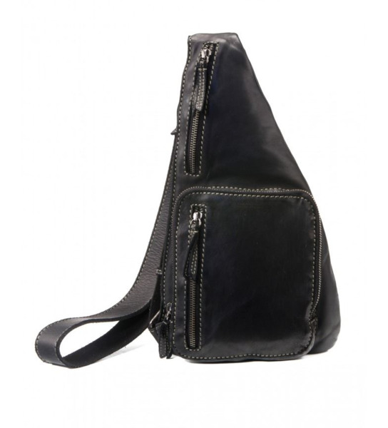 Bandolera lateral de piel lavada STAMP negro