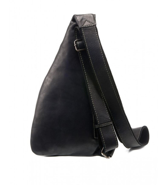 Bandolera lateral de piel lavada STAMP negro (8)