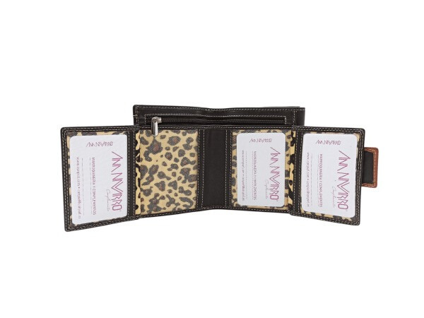 Billetera piel ANA NAVARRO estampado Jirafa 12cm marron (1)