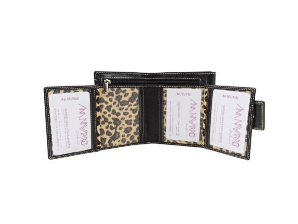 Billetera piel ANA NAVARRO estampado Jirafa 12cm negro (1)