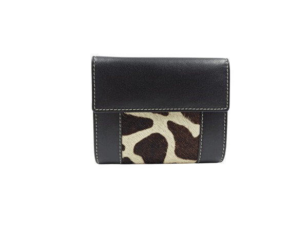 Billetera piel ANA NAVARRO estampado Jirafa 12cm negro (3)
