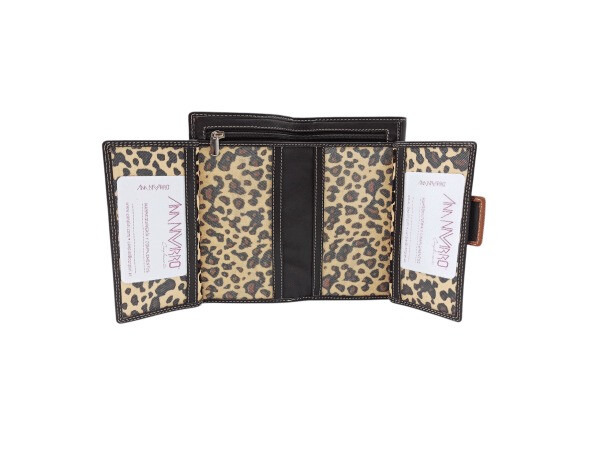 Billetera piel ANA NAVARRO estampado Jirafa 17cm marron (1)
