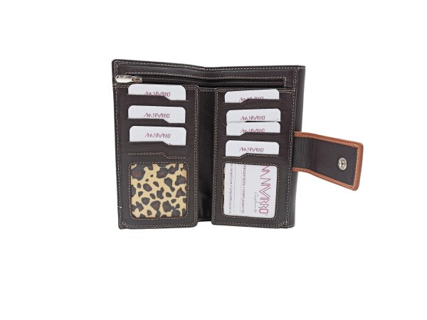 Billetera piel ANA NAVARRO estampado Jirafa 17cm marron (2)