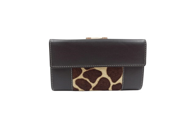 Billetera piel ANA NAVARRO estampado Jirafa 17cm marron (3)