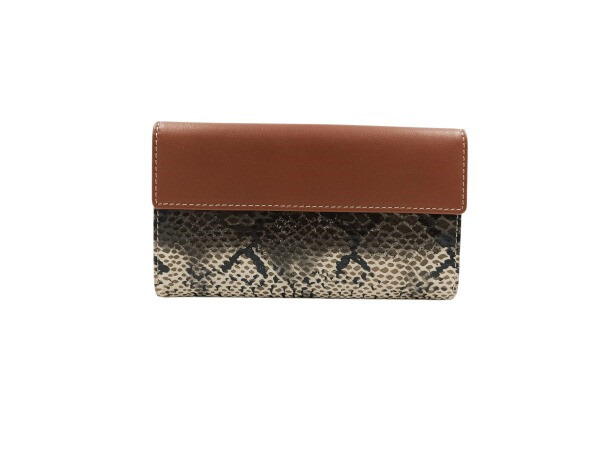 Billetera piel ANA NAVARRO grande print serpiente marron (3)