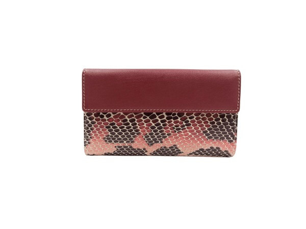Billetera piel ANA NAVARRO grande print serpiente rojo (3)