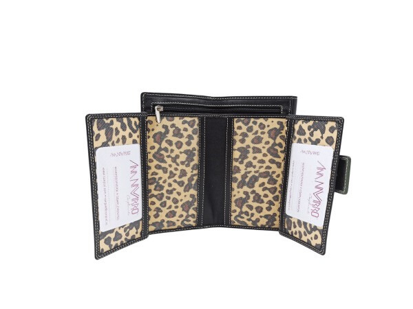 Billetera piel ANA NAVARRO estampado Jirafa 17cm negro (1)