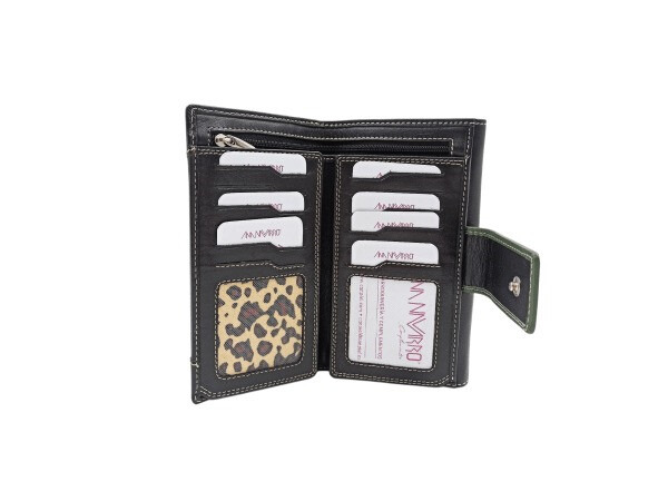 Billetera piel ANA NAVARRO estampado Jirafa 17cm negro (2)