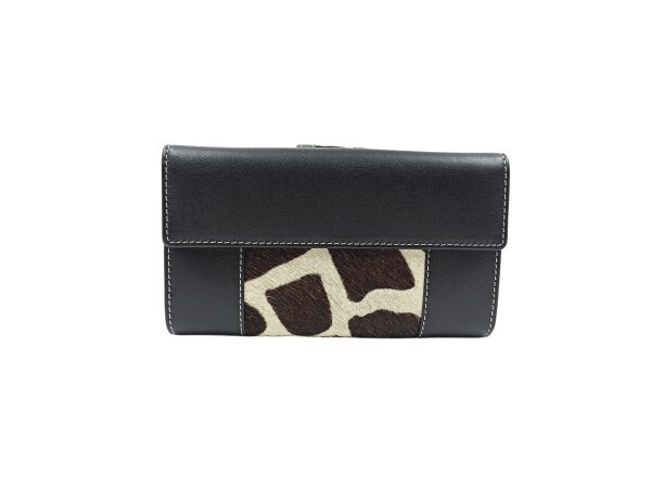 Billetera piel ANA NAVARRO estampado Jirafa 17cm negro (3)