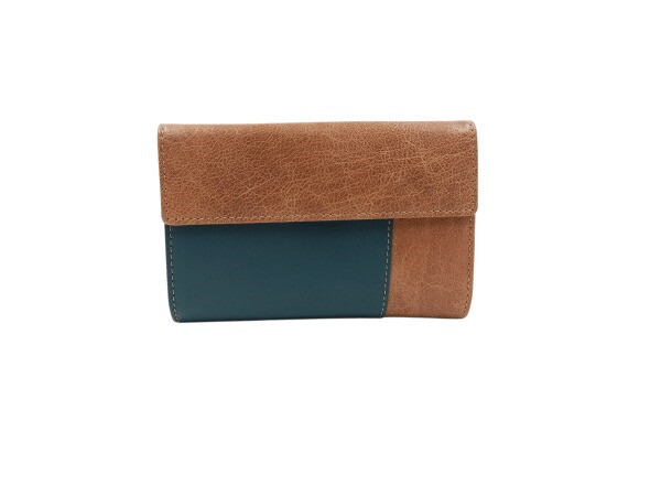 Billetera piel ANA NAVARRO mediana combinada cuero-petroleo (3)