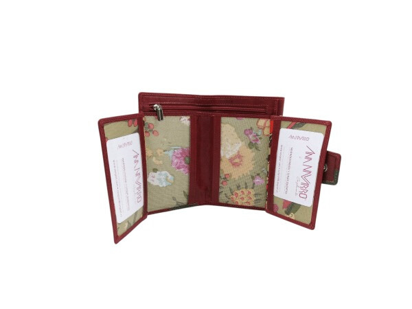 Billetera piel ANA NAVARRO mediana combinada rojo-verde (1)