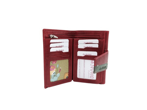 Billetera piel ANA NAVARRO mediana combinada rojo-verde (2)