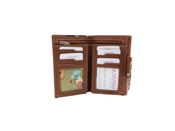 Billetera piel ANA NAVARRO mediana print serpiente marron (2)