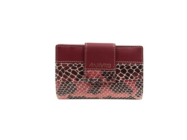 Billetera piel ANA NAVARRO mediana print serpiente rojo
