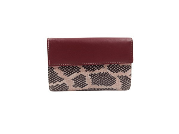 Billetera piel ANA NAVARRO mediana print serpiente rojo (3)
