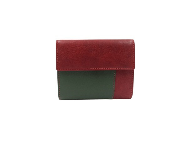 Billetera piel ANA NAVARRO pequeña combinada rojo-verde (3)