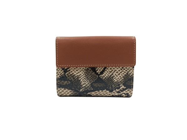 Billetera piel ANA NAVARRO pequeña print serpiente marron (3)