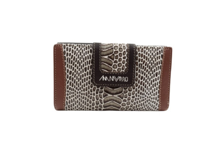 Billetera piel ANA NAVARRO Print grande marron