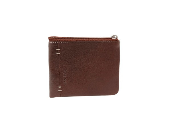 Cartera CAN PIEL americana con cremallera en billetera marron