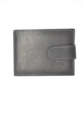 Cartera de piel JAGUAR americana pequeña con monedero y cierre negra