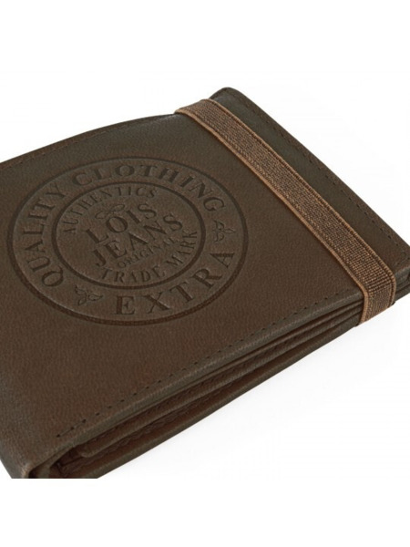Cartera de piel LOIS LEFROY americana,monedero y goma marron (5)