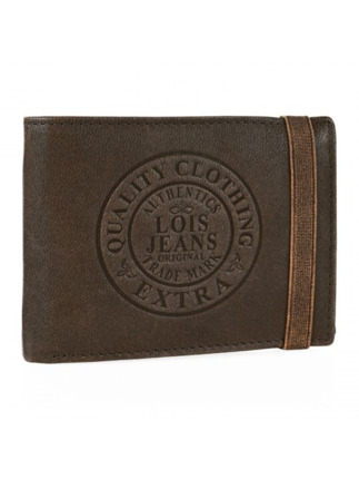 Cartera de piel LOIS LEFROY americana,monedero y goma marron