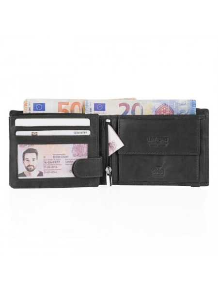 Cartera de piel LOIS LEFROY americana,monedero y goma negra (1)