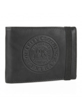Cartera de piel LOIS LEFROY americana,monedero y goma negra
