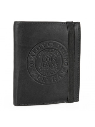 Cartera de piel LOIS LEFROY con monedero y goma negra