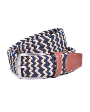 Cinturon trenzado MIGUEL BELLIDO Azul Marino/Beige