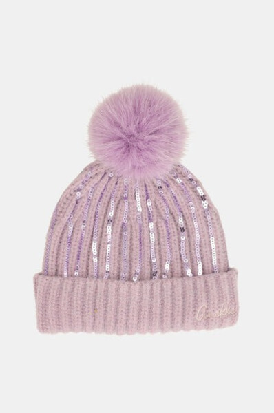 Gorro de punto ANEKKE lila con lentejuelas