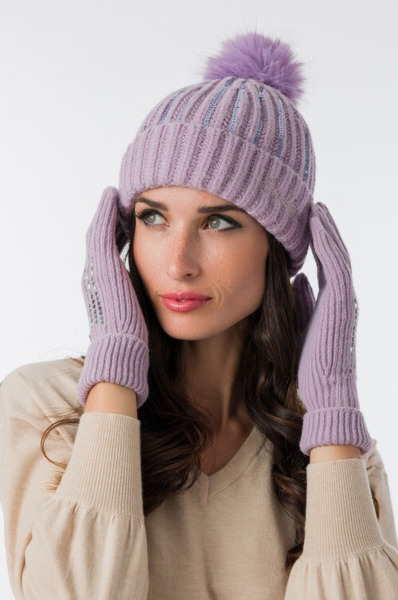 Gorro de punto ANEKKE lila con lentejuelas (2)