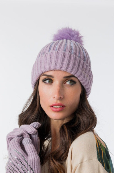 Gorro de punto ANEKKE lila con lentejuelas (3)