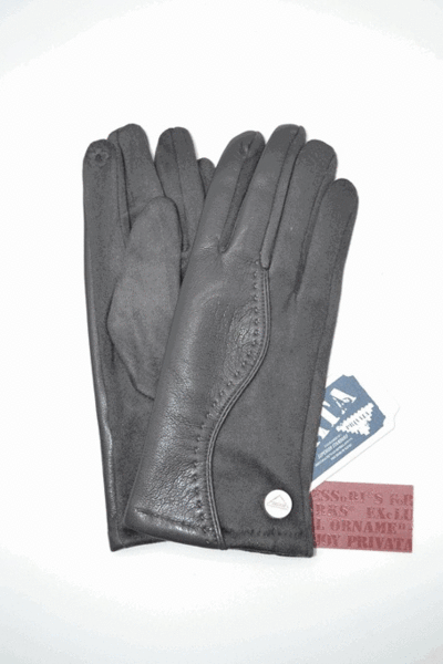 Guante de mujer PRIVATA de polipiel gris