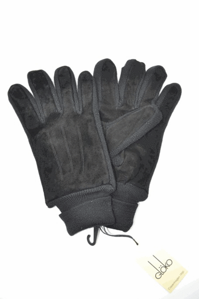 Guante de Piel de hombre elastico L negro