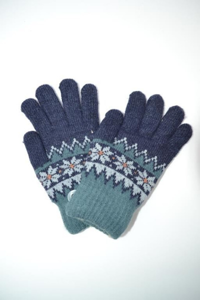 Guantes de lana infantil unisex con forro azul