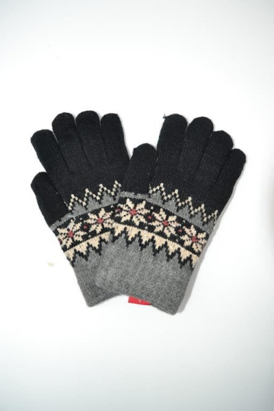 Guantes de lana infantil unisex con forro gris