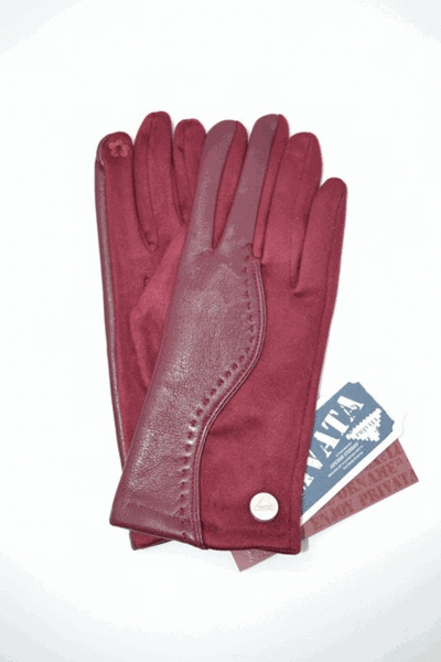 Guantes de mujer PRIVATA de polipiel burdeos
