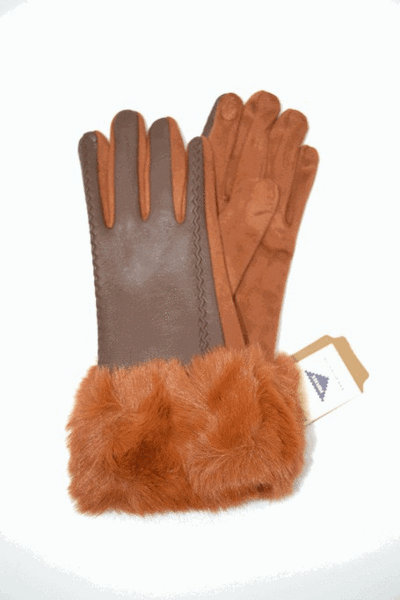 Guantes de mujer PRIVATA polipiel pompon cuero