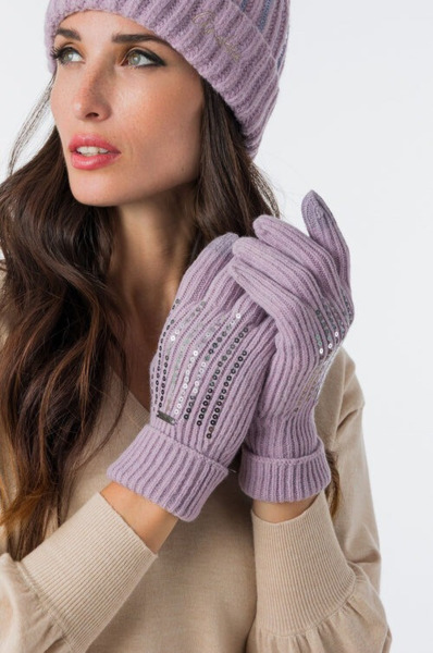 Guantes de punto ANEKKE lila con lentejuelas (2)