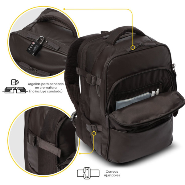 Mochila de avion TOTTO Trip Marron chocolate (5)