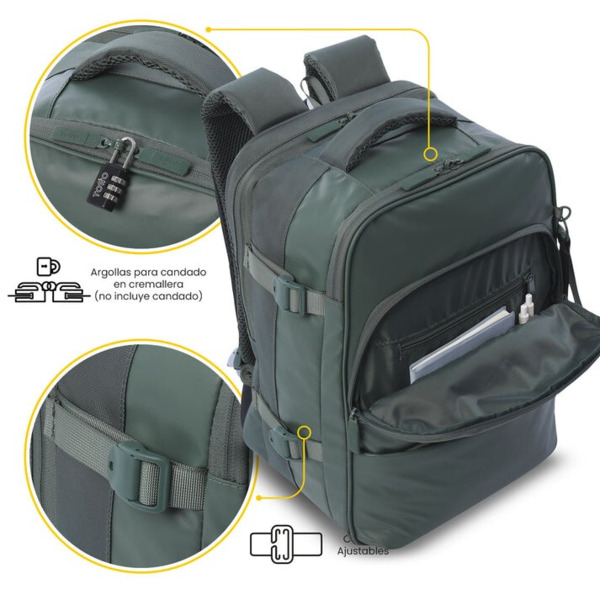 Mochila de avion TOTTO Trip verde (5)
