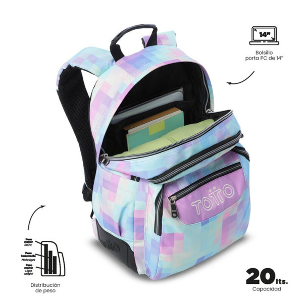 Mochila escolar TOTTO Rayol Pixelly (3)