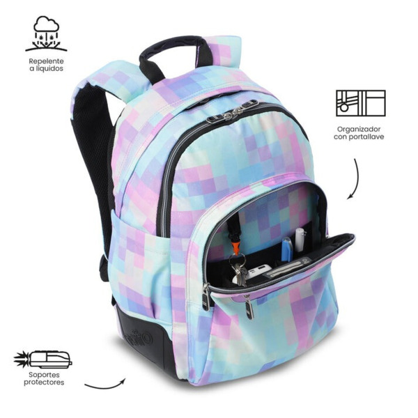 Mochila escolar TOTTO Rayol Pixelly (4)