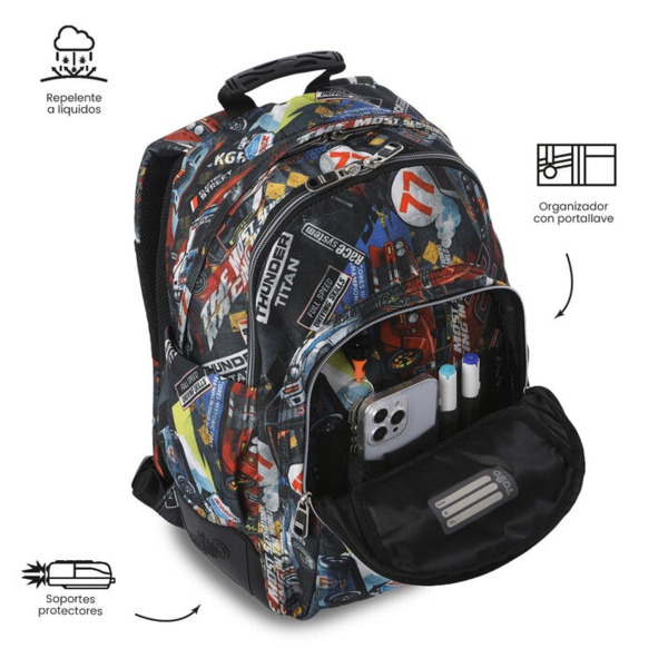 Mochila escolar TOTTO Rayol Rally red (4)