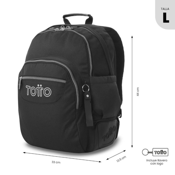 Mochila escolar TOTTO Rayol solid negra (1)
