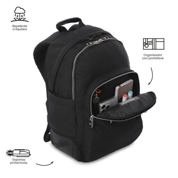 Mochila escolar TOTTO Rayol solid negra (4)