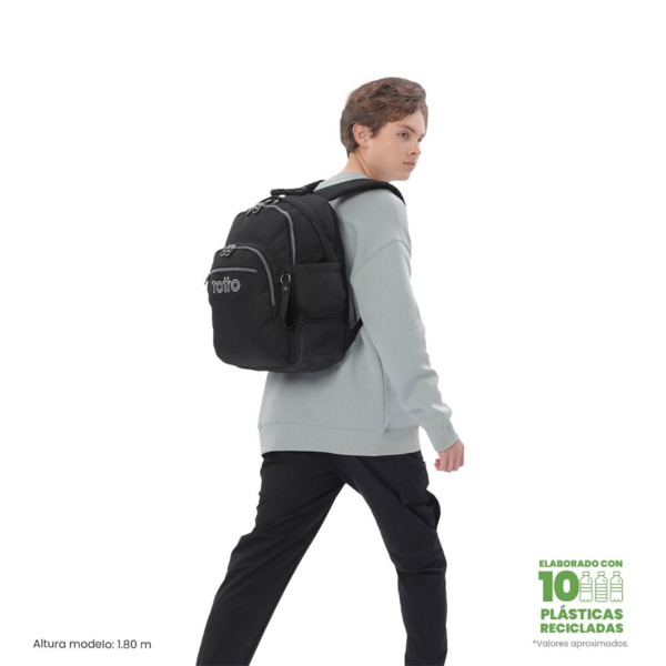 Mochila escolar TOTTO Rayol solid negra (5)