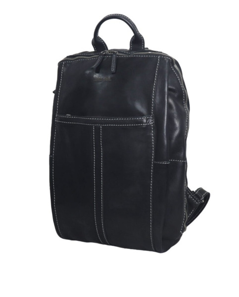 Mochila STAMP grande en piel lavada Tichi negra (1)