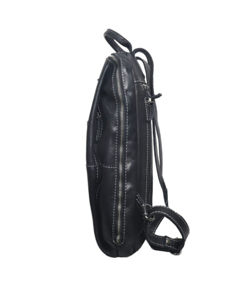 Mochila STAMP grande en piel lavada Tichi negra (3)